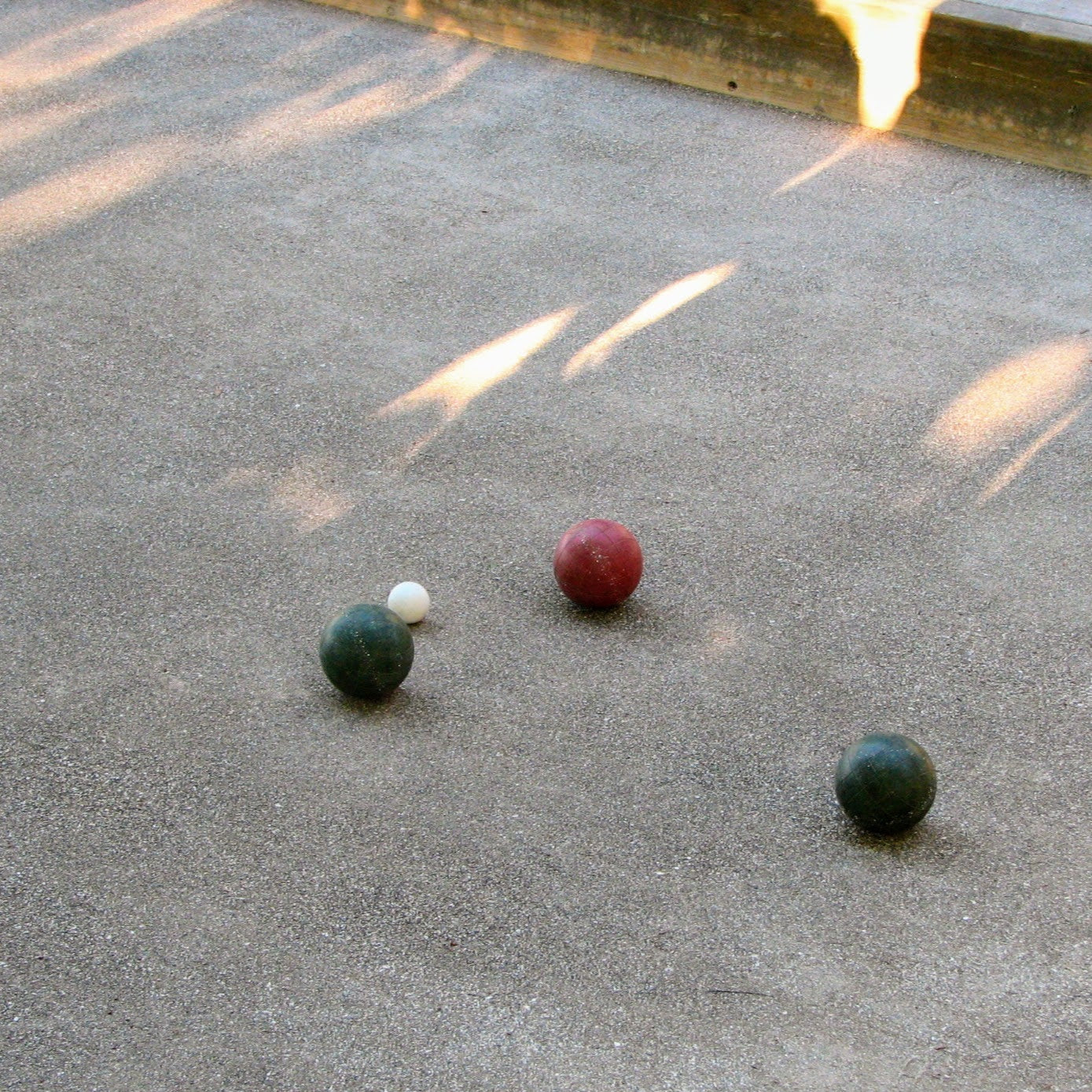 Oyster shell bocce court with bocce balls